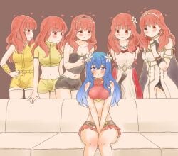 1girls 5futas alternate_costume azumanishiki bangs bare_arms bare_midriff bare_shoulders bare_thighs bikini bikini_skirt black_shorts blue_eyes blue_hair blush booty_shorts breasts bulge bulge_under_clothes caeda_(fire_emblem) caeda_(summer)_(fire_emblem) celica_(fire_emblem) celica_(valentine)_(fire_emblem) celica_(warrior_princess)_(fire_emblem) cleavage clone clothed clothing collarbone couch covered_nipples crop_top dress earrings erection erection_under_clothes female fire_emblem fire_emblem:_mystery_of_the_emblem fire_emblem:_shadow_dragon_and_the_blade_of_light fire_emblem_echoes:_shadows_of_valentia fire_emblem_heroes fire_emblem_warriors flower fully_clothed futanari gloves green_shorts hair_flower happy harem heart hearts_around_head hotpants human imminent_sex light-skinned_female light-skinned_futanari light_skin long_hair looking_at_viewer medium_breasts meme midriff navel nintendo official_alternate_costume on_couch open_mouth orange_eyes orange_hair own_hands_together pelvic_curtain penis_bulge piper_perri_surrounded red_bikini red_hair red_swimsuit short_shorts short_sleeves shorts shoulders sitting small_breasts smile swimsuit tank_top tenting thighs tiara white_dress yellow_shorts