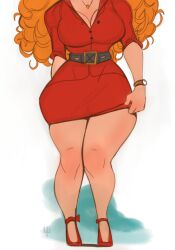 1girls curvy dress ginger ginger_hair high_heels large_ass large_breasts long_hair red_dress red_hair red_head redhead sara_bellum the_powerpuff_girls tight_clothing tomphelippe unseen_female_face