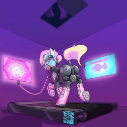 absurd_res anus askfrosty bondage boots_on_feral bound earth_pony equid equine feral forced_exercise forced_trotting hasbro hi_res horse hypnosis latex_suit leash male male_only mammal mind_control my_little_pony pony raised_tail rubber_boots solo tail tail_anus treadmill