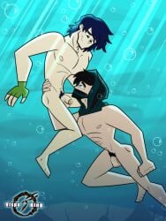 2boys bara beta black_hair blue_hair disventure_camp gay jake_(disventure_camp) male_only mask mask_only masked_male muscular muscular_human muscular_male naked nude tom_(disventure_camp) underwater underwater_sex vispaking water yaoi