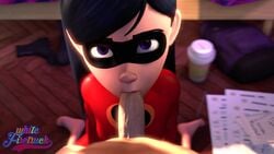 1boy 1girls 3d animated black_hair bodysuit breasts clothed disney fellatio female human long_hair looking_at_viewer male male_pov mask nude oral penis pixar pov purple_eyes sex sfm short_playtime smooth_skin sound source_filmmaker straight superhero text the_incredibles veins veiny_penis video violet_parr watermark whitefiretruck young