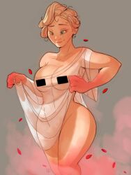 blonde_hair blue_eyes censored curvy large_ass large_breasts marilyn_monroe nude tomphelippe transparent_clothing