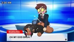 acidsticky acidsticky_(character) cum cum_on_body mii negativecrash news news_reporter nintendo open_mouth original_characters tomodachi_life tomodachi_life:_living_the_dream