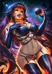 1girls abs black_hole breasts cleavage female female_only looking_at_viewer m87_black_hole neoartcore original original_character panties solo thighhighs