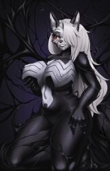 anthro anthro_only female furry helluva_boss living_clothes loona_(helluva_boss) marvel rikatsuky she-venom symbiote venom venom_(marvel)