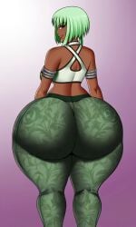 ai_generated big_ass emerald_sustrai forbidden_pants green_hair hyper_ass looking_back rwby rwbyai small_breasts