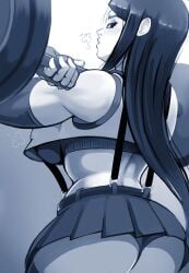 1girls ass big_breasts breasts female female_only final_fantasy fit fit_female lifting lifting_weights looking_at_viewer looking_back looking_back_at_viewer muscles muscular muscular_female parkdale short_skirt skirt skirt_up tagme tifa_lockhart weightlifting weights