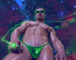 dc green green_lantern male male_only mask muscle outer_space ring solo superhero thong worm's-eye_view zane_nox