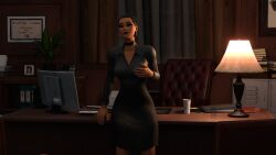big_ass big_breasts big_thighs collar dress fortnite jennifer_walters jennifer_walters_(fortnite) marvel office office_lady she-hulk skirt