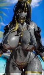 1female 1girls 3d anubis anubis_(bom39) ass beach big_ass big_breasts big_thighs bikini breasts breasts_bigger_than_head busty clar-3 female female_only furry furry_only huge_breasts huge_thighs large_breasts large_thighs mature mature_body mature_figure mature_woman milf navel solo solo_female swimsuit thick thick_ass thick_thighs thighs voluptuous voluptuous_female wet wet_body wide_hips