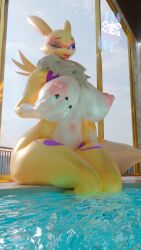 1girls areolae ass bearserker_og big_ass big_breasts big_thighs blush bom39 breasts busty digimon digimon_(species) female female_only furry huge_ass huge_breasts huge_thighs large_ass large_breasts large_thighs navel nipples renamon renamon_(bom39) solo solo_female swimming_pool thick_thighs thighs tongue tongue_out voluptuous wink