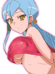 1girls breasts cardfight!!_vanguard gillian_chen looking_to_the_side oda_koziki side_view solo solo_female stomach underboob