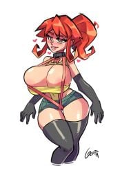 aged_up bimbofication blush breasts cleavage earrings female_only femsub gerph happy_trance heart heart_eyes huge_breasts jewelry kasumi_(pokemon) kasumi_(pokemon) nintendo orange_hair pokemon pokemon_(anime) ponytail solo symbol_in_eyes team_rocket thighhighs