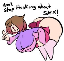 bete_noire betty_noire big_breasts big_butt breasts brown_hair creepy_smile glitchtale not_paint pink_eyes pink_hair pink_shirt pink_sweater purple_shirt purple_sweater red_skirt short_hair skirt stop stop_thinking_about_sex sweater white_background