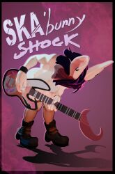 absurd_res anthro breasts clothing ear_piercing ear_ring female fishnet_clothing fishnet_legwear hi_res legwear nipples piercing poster poster_template ring_piercing scott_pilgrim skabunny solo toxic_inkie viejillox