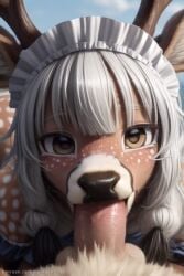 ai_generated blastbun blowjob deer furry furry_female maid pov