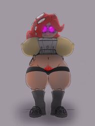 boots breasts fuzzy_(splatoon) fuzzy_octoling goggles hairy_pussy huge_breasts huge_thighs jpm nintendo nipple_bulge nipple_piercing octoling solo_female splatoon tight_clothing