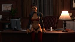 big_ass big_breasts big_thighs fortnite jennifer_walters jennifer_walters_(fortnite) marvel office office_lady she-hulk skirt