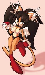 1girls anthro bangs black_hair exposed_breasts honey_the_cat large_breasts long_hair nan0lovesyou nipples solo sonic_(series) tongue_out twintails