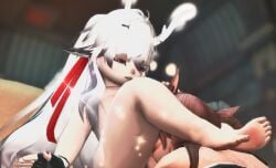 3d blowjob femboy femboy_on_futa final_fantasy_xiv lalafell miqo'te swallowing_penis_while_deepthroat