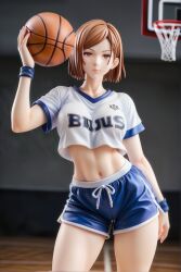 1girls ai_generated basketball basketball_court basketball_jersey basketball_shorts basketball_uniform brown_eyes brown_hair clothed dressed female female_focus female_only figure figurine fully_clothed fully_dressed jersey jujutsu_kaisen kugisaki_nobara medium_breasts short_hair shorts solo solo_female solo_focus xorex