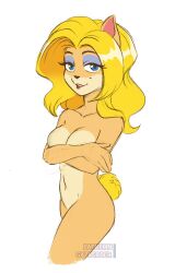 1girls anthro ass breasts covering crash_(series) crash_team_racing_(series) female furry gazkerber isabella_bandicoot nitro_squad nude tagme