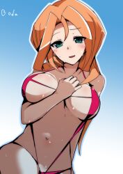 1girls barely_clothed breasts cardfight!!_vanguard cardfight!!_vanguard_g mature_female oda_koziki orange_hair shindou_mikuru solo solo_female stomach