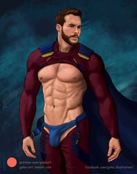 abs beard dc gabo_artist male male_only mon_el muscles muscular shirt_lift shirtless solo superhero superman_(series) tight_underwear