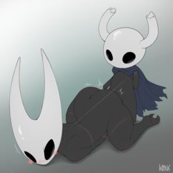 anthro ass big_ass black_body black_skin blush bug from_behind from_behind_position hollow_knight hornet_(hollow_knight) incest insect_humanoid kektails mask penetration protagonist_(hollow_knight) restrained restraints siblings silk thick thread vessel_(species)