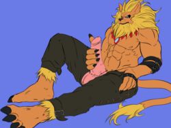 anthro digimon erection leomon lion male male_only masturbation penis solo zana6