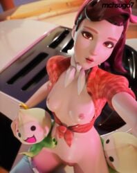 1girls 3d alternate_costume breasts choker crop_top cruiser_d.va d.va denim eye_contact looking_at_viewer mchsuga7 mets3d metssfm overwatch overwatch_2 pachimari pussy ribbon