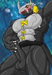 balls blackwargreymon digimon digimon_(species) hi_res humanoid_penis male male_only penis solo zazpihuts