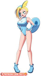 1girls big_breasts blonde_hair blue_hair cameltoe cosplay female female_only gloves green_eyes hands_on_own_hip humanized leotard nintendo original_character patreon pokemon pokemon_(cosplay) pokemon_ss reit roxy_(reit) sobble sobble_(cosplay) solo solo_female standing tail text url watermark white_background