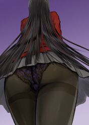 ass jabami_yumeko kakegurui presenting_panties stockings upskirt