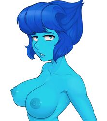 big_breasts blue_eyes blue_hair blue_nipples blue_skin breasts busty cartoon_network erect_nipples female female_only gem_(species) hand_on_hip lapis_lazuli_(steven_universe) looking_at_viewer milky_way_(artist) nipples nude nude_female posing short_hair sideboob solo steven_universe topless