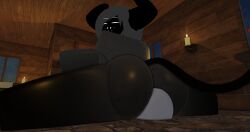 1boy1girl 1girl1boy 1girls 1male 3d ass background big_ass big_butt black_horns black_tail demon_girl facesitting grey_body grey_hair lampshaderr34 original_character roblox robloxian sitting_on_face sitting_on_person white_eyes