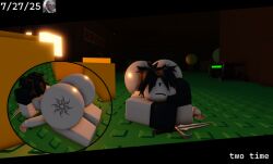 1they 3d ass baronaces big_ass black_gloves black_hair bored bored_expression butt_markings character_name cum dagger dated fat_ass forsaken_(roblox) lying_on_floor male mark_on_butt nonbinary nonbinary_(lore) nude outdoors penis roblox roblox_game robloxian self_upload tagme two_time