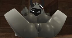 1girls 3d anus ass background big_breasts big_thighs dominus grey_body grey_horns grey_skin lampshaderr34 laying_on_floor nipples no_mouth nude nude_female pussy roblox robloxian spread_legs white_anus white_eyes white_pussy