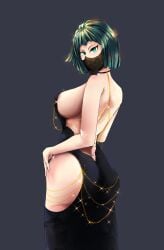 absurdres ass black_dress breasts dress female fubuki_(one-punch_man) highres huge_ass kanzatitties large_breasts mask mouth_mask nipple_slip nipples one-punch_man