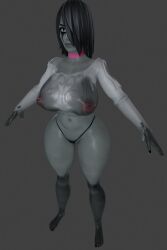 3d_model areolae_visible_through_clothing black_eyes black_thong breasts_visible_through_clothing dark_hair fortnite fortnite:_battle_royale hair_covering_eye nipples_visible_through_clothing scarecraw_ see-through_clothing semi-clothed semi_nude thick_thighs thong white_clothes willow_(fortnite)