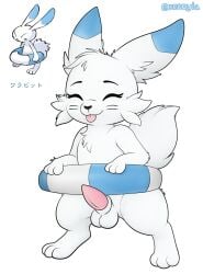 2024_pokemon_teraleak animal_genitalia balls beta_design beta_pokemon_(species) beta_pokemon_games genitals hi_res lagomorph leporid life_preserver male mammal nintendo penis pokemon pool_ring pool_toy rabbit sheath solo tapering_penis warabbit xenoyia