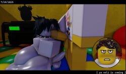 1boy 1they 3d baronaces blush collar deepthroat dumptruck_ass fat_ass fellatio forsaken forsaken_(roblox) grey_body gritting_teeth nonbinary nonbinary_(lore) roblox roblox_game robloxian shedletsky shedletsky_(forsaken) spiked_collar tagme two_time two_time_(forsaken) yellow_body