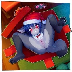 1:1 1girls 4_toes absurd_res anthro anthro_female anthro_only anthro_solo anus ass bangs bent_legs biped black_markings black_pawpads black_tail_tip blue_eyebrows blue_hair blush blush_lines box christmas christmas_clothing christmas_headwear clothing container countershade_crotch countershade_face countershade_fur countershade_legs countershade_torso countershading cub detailed_background dipstick_tail domestic_cat eyebrow_through_hair eyebrows feet felid feline felis female female_anthro female_cub female_only full-length_portrait fur fur_markings fur_trim_(clothing) furry furry_female furry_only genitals gift_box grey_body grey_fur grey_nose grin grinning_at_viewer hair hat headgear headwear heart_pupils heart_symbol hi_res high-angle_view holidays humanoid_genitalia humanoid_pussy leg_markings looking_at_viewer lying mammal markings mostly_nude mostly_nude_anthro mostly_nude_female multicolored_body multicolored_fur on_back original pawpads pink_blush pink_pupils plantigrade plantigrade_pawpads portrait presenting presenting_anus presenting_hindquarters presenting_pussy pupils pussy red_clothing red_eyes red_hat red_headwear red_pussy santa_hat sicmop smile smiling_at_viewer socks_(marking) soles solo solo_anthro solo_female spread_legs spreading striped_body striped_fur striped_legs stripes tail tail_markings teeth toes translucent translucent_hair url young young_anthro young_female