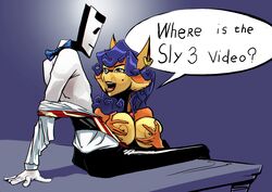 absurd_res breast_grab breasts carmelita_fox copymirror furry hi_res sly_cooper_(series) smooth_fur sony_corporation sony_interactive_entertainment sucker_punch_productions text video_games youtube youtuber