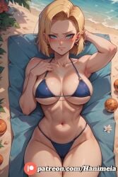 ai_generated android android_18 android_girl bikini bikini_top breasts dragon_ball dragon_ball_super dragon_ball_z pubic_hair public public_nudity pussy