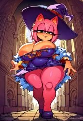 ai_generated amy_rose big_ass big_breasts civitai legs lustfallen pink_fur pony_diffusion_6 pony_diffusion_xl sonic_(series) sonic_the_hedgehog_(series) thick thick_thighs witch witch_hat