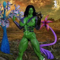 1girls 3d 3d_(artwork) abs areolae avengers big_breasts big_nipples black_hair breasts chup@cabra female female_only giant_breasts green_skin huge_breasts hulk_(series) infinity_gauntlet marvel marvel_comics muscular muscular_female muscular_thighs naked nipples she-hulk solo thick_thighs thighs