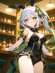 absurd_res ai_generated breasts bunny_ears bunnysuit cafe drinks genshin_impact ministro nahida_(genshin_impact)