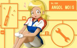 angol_mois blonde_hair dark_skin female gloves gyaru hair_ornament hairclip heart keroro_gunsou pants ponytail