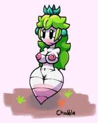 anthro chabble humanoid leaf leaf_hair mario_(series) nintendo plant_girl plant_humanoid post_transformation princess princess_peach super_mario_bros._2 turnip vegetable